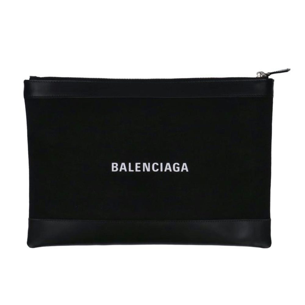 Balenciaga Navy Clip Leather Handbag Black